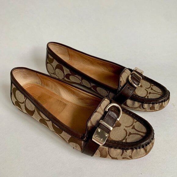 Coach Flores A2160 Signature C Brown Flats 7.5 M with Box - Picture 1 of 9